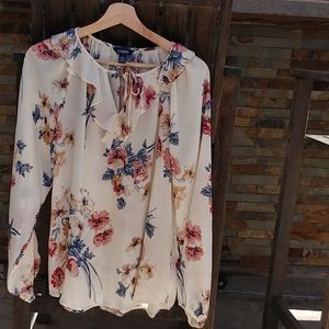 Chaps Floral Blouse Size M